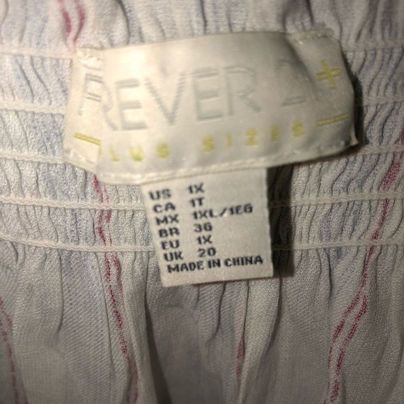 Forever  21 size medium white striped cold shoulder top - Picture 5 of 8